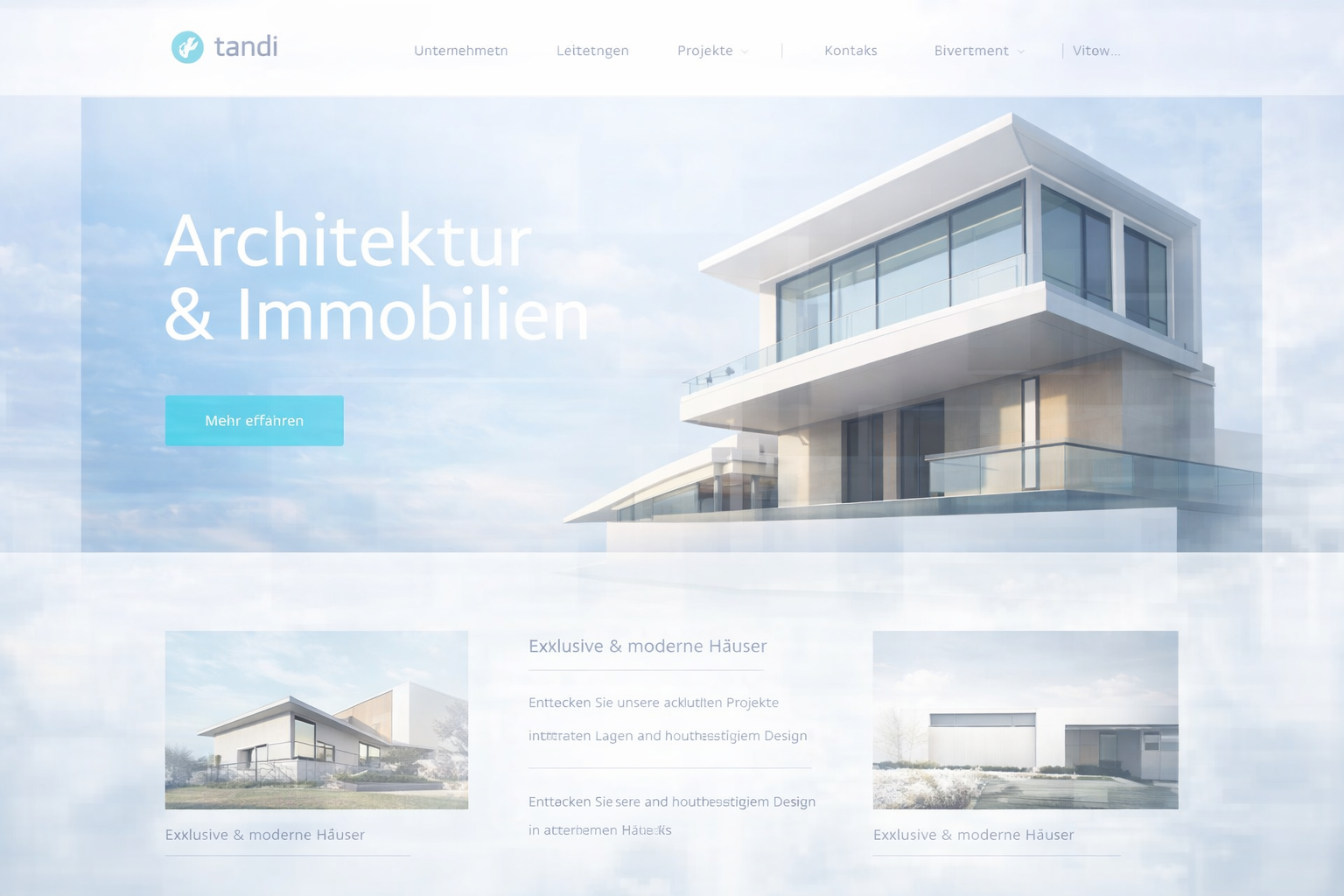 Webdesign Showcase für Architektur und Immobilien